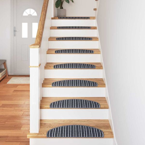 vidaXL Alfombras autoadhesivas para escaleras 15 pcs Gris