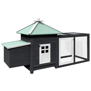 vidaXL Gallinero con ponedero madera maciza abeto gris 190x72x102 cm