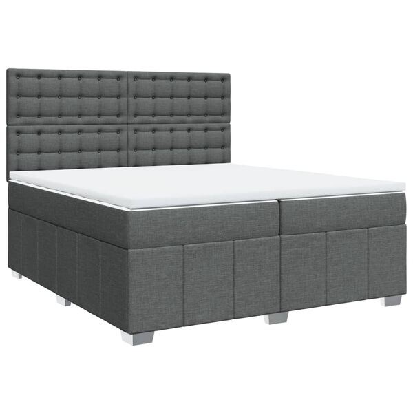 vidaXL Cama box spring con colch&oacute;n tela gris oscuro 200x200 cm