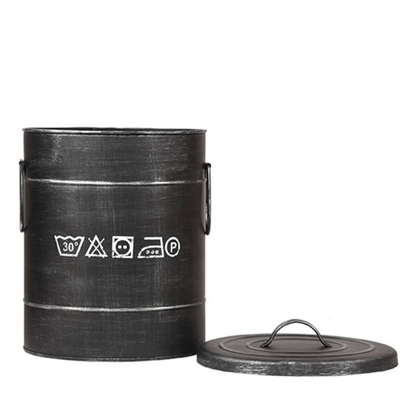 LABEL51 Cesto de la ropa sucia negro envejecido S 26x26x33 cm