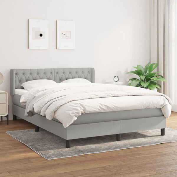 vidaXL Cama box spring con colch&oacute;n tela gris claro 140x200 cm