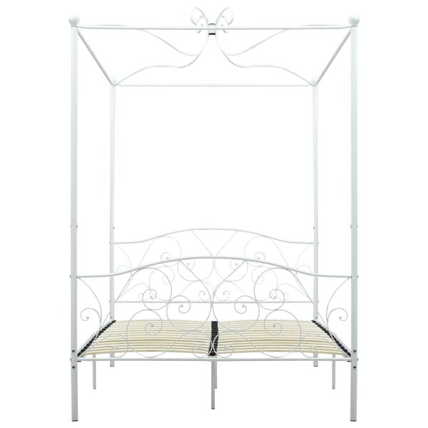 vidaXL Estructura cama con dosel sin colchón metal blanco 140x200 cm