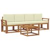 vidaXL Conjunto de sof&aacute;s de exterior con coj&iacute;n 5 pcs Natural y Crema