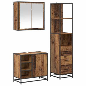 vidaXL Juego de muebles de ba&ntilde;o 3 uds. Madera envejecida