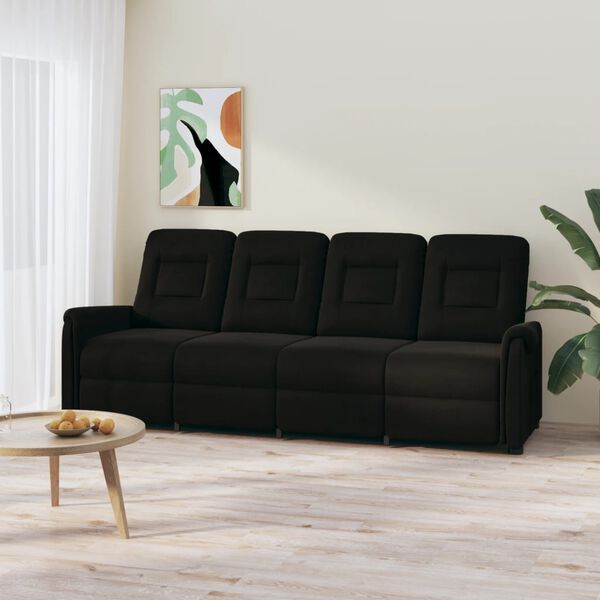 vidaXL Sill&oacute;n reclinable de masaje de 4 plazas tela microfibra negro
