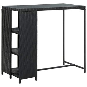 vidaXL Mesa bar estante almacenaje 120x60x110cm rat&aacute;n sint&eacute;tico negro
