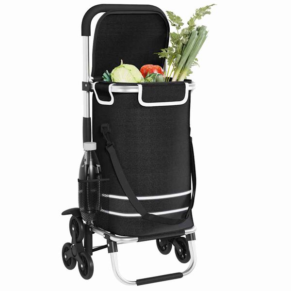 vidaXL Carro de compras Negro 47 x 39 x 100,5 cm Tela Oxford