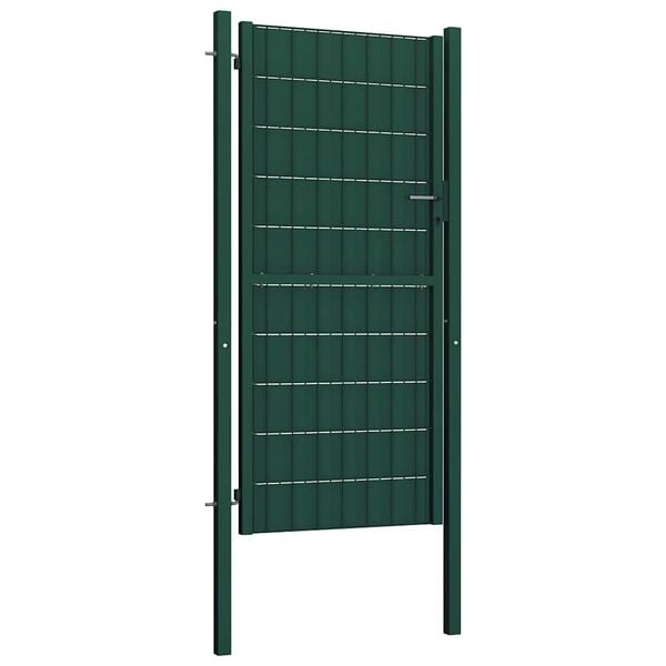 vidaXL Puerta de valla de PVC y acero 100 x 124 cm verde