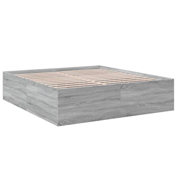 vidaXL Estructura de cama madera de ingenier&iacute;a gris Sonoma 200x200 cm