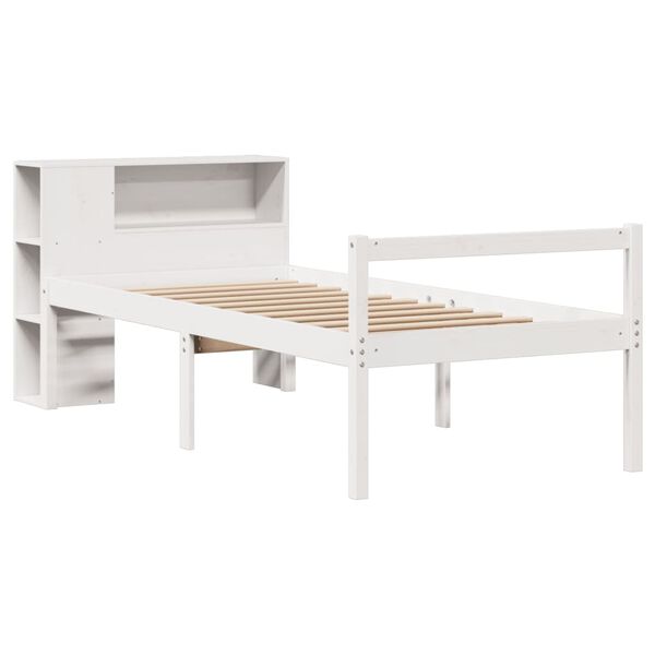 vidaXL Cama con estanter&iacute;a sin colch&oacute;n madera maciza de pino 90x190 cm