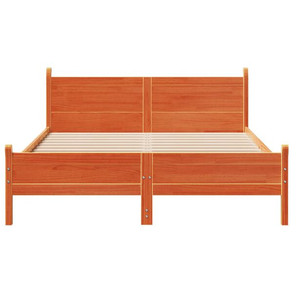 vidaXL Cama sin colch&oacute;n madera maciza pino marr&oacute;n cera 150x200 cm