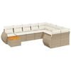 vidaXL Juego de sof&aacute;s jard&iacute;n con cojines beige 10 pzas rat&aacute;n sint&eacute;tico