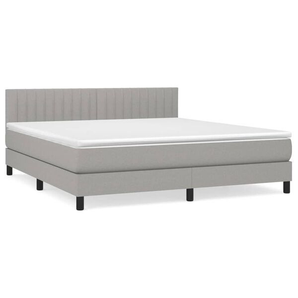 vidaXL Cama box spring con colch&oacute;n tela gris claro 180x200 cm