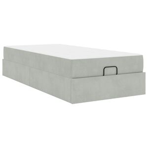 vidaXL Estructura de cama con colch&oacute;n 2 pcs Gris claro Terciopelo