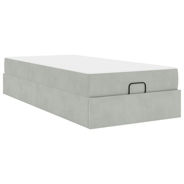 vidaXL Estructura de cama con colch&oacute;n 2 pcs Gris claro Terciopelo