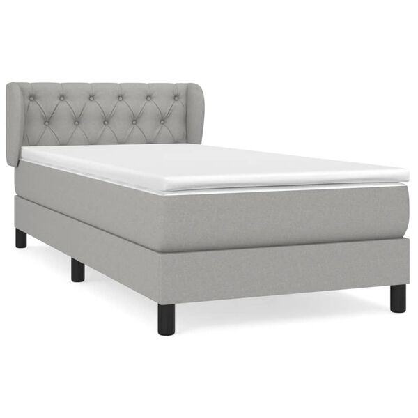 vidaXL Cama box spring con colch&oacute;n tela gris claro 80x200 cm