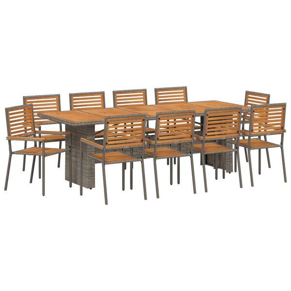 vidaXL Conjunto de Comedor de Jard&iacute;n 11 pcs Gris y marr&oacute;n