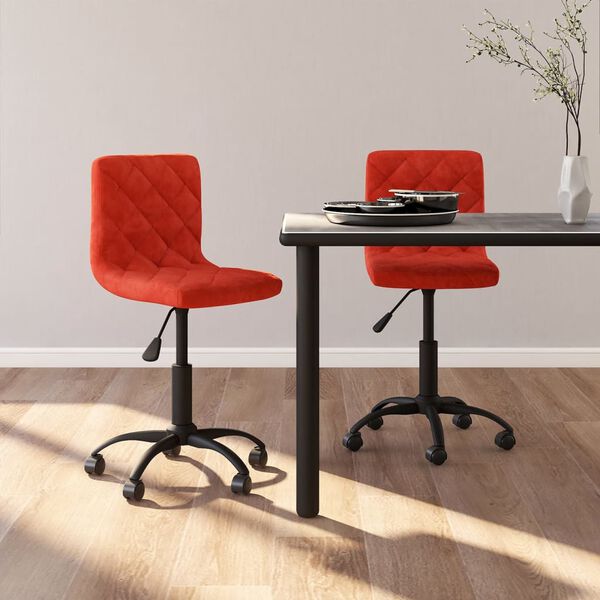 vidaXL Sillas de comedor giratorias 2 unidades terciopelo rojo tinto