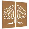 vidaXL Adorno pared jard&iacute;n 2 uds acero corten dise&ntilde;o &aacute;rbol 105x55 cm