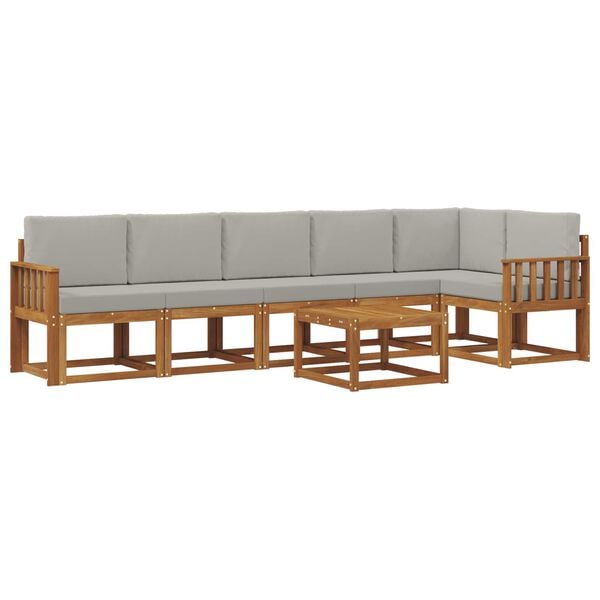 vidaXL Conjunto de sof&aacute;s de exterior 7 pcs Gris Natural y Claro