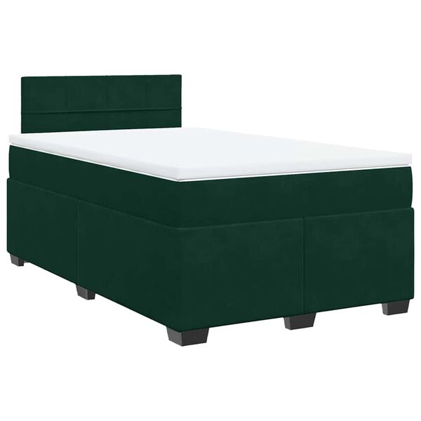 vidaXL Cama box spring con colch&oacute;n terciopelo verde oscuro 120x190 cm