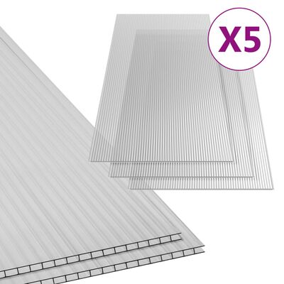 vidaXL Paneles de policarbonato 5 unidades 6 mm 150x65 cm