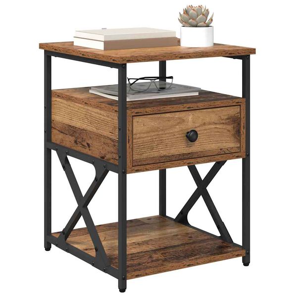 vidaXL Armario de Noche con caj&oacute;n Madera vieja 40 x 42 x 55 cm