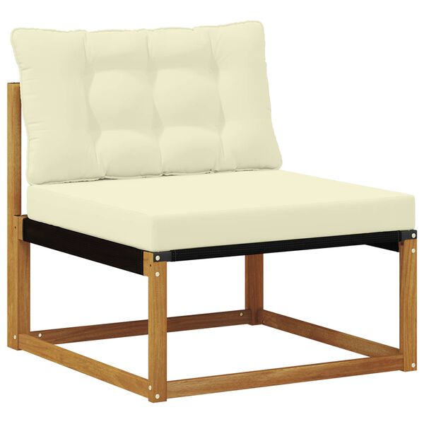 vidaXL Conjunto de sof&aacute;s de exterior con coj&iacute;n 9 pcs Natural y Crema