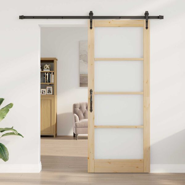 vidaXL Puerta Corredera Natural y negro 86 x 211 cm