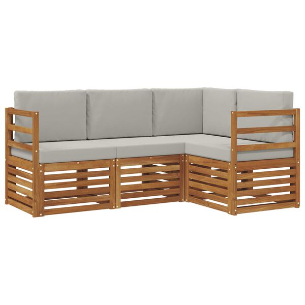 vidaXL Juegos de sof&aacute;s con coj&iacute;n 4 pcs Gris Natural y Claro