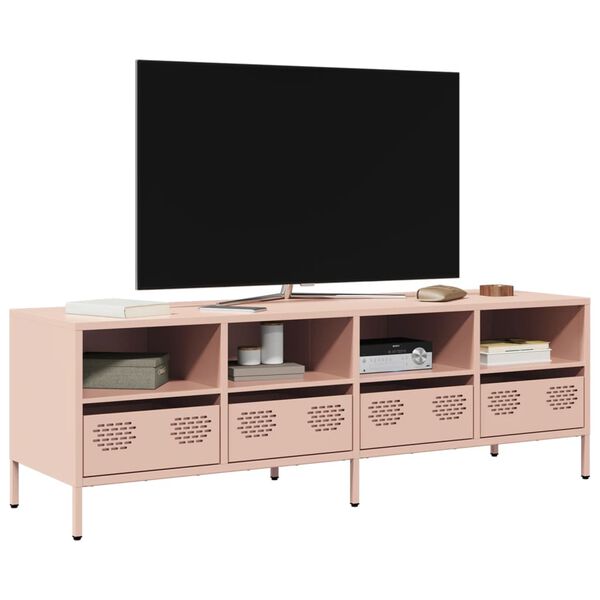 vidaXL Mueble para TV acero laminado en fr&iacute;o rosa 135x39x43,5 cm