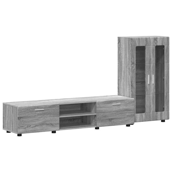 vidaXL Conjunto de mueble de TV Gris Sonoma Madera de ingenier&iacute;a