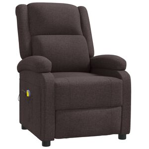 vidaXL Sill&oacute;n de masaje de tela marr&oacute;n oscuro