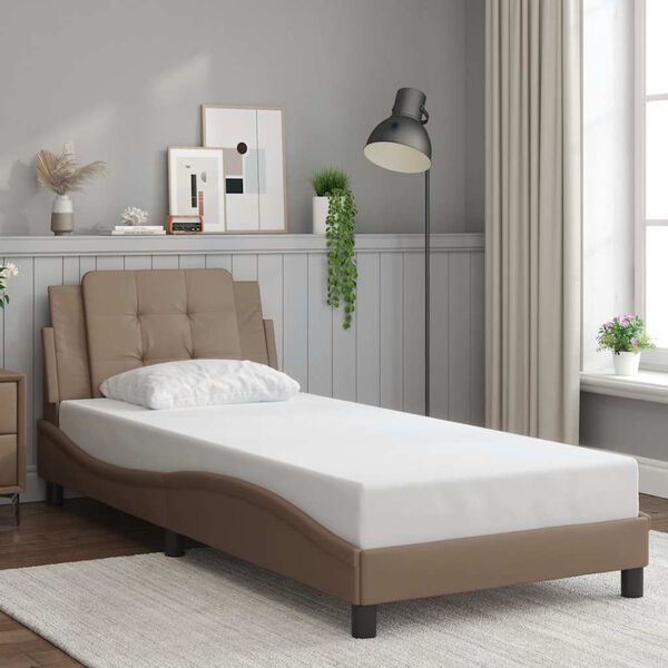 vidaXL Estructura de cama sin colch&oacute;n Zadar cuero sint&eacute;tico capuchino 80x200 cm