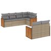 vidaXL Set sof&aacute;s de jard&iacute;n 7 piezas y cojines rat&aacute;n sint&eacute;tico beige
