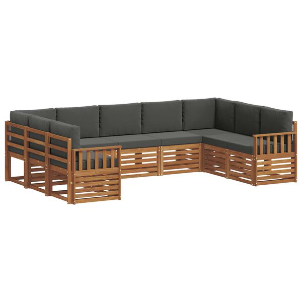 vidaXL Juegos de sof&aacute;s con coj&iacute;n 9 pcs Natural y Antracita