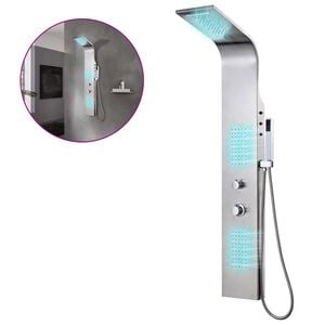 vidaXL Sistema de panel de ducha acero inoxidable curvo