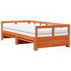 vidaXL Sof&aacute; cama nido con colchones madera maciza marr&oacute;n 90x190 cm