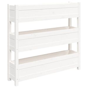 vidaXL Jardinera de madera maciza de pino blanco 112x25x104,5 cm