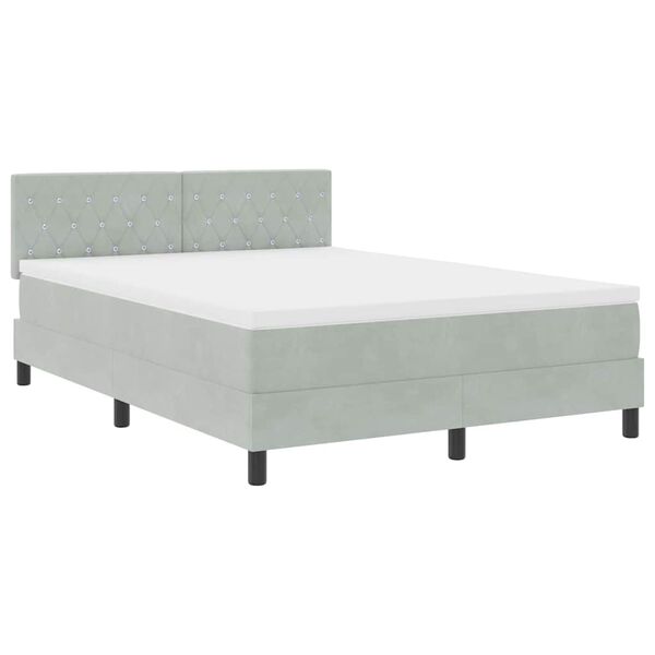 vidaXL Cama Box Spring LED con LED Gris Claro 140 x 190 cm Terciopelo