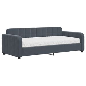 vidaXL Sof&aacute; cama con colch&oacute;n terciopelo gris oscuro 90x190 cm