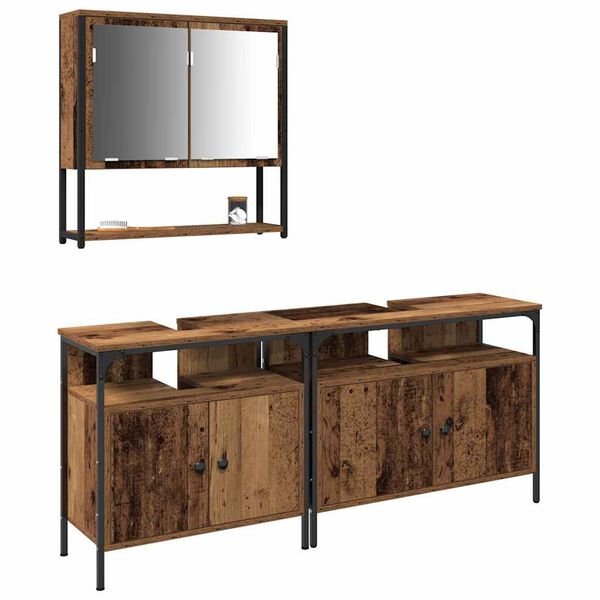 vidaXL Juego de muebles de ba&ntilde;o 3 pcs Marr&oacute;n Madera contrachapada