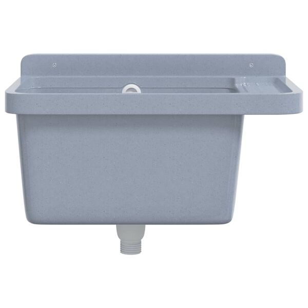 vidaXL Fregadero lavabo de pared resina gris 50x35x24 cm
