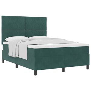 vidaXL Cama tipo Box Spring con colch&oacute;n Verde oscuro 140 x 200 cm tela