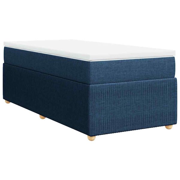 vidaXL Cama box spring con colch&oacute;n tela azul 90x190 cm