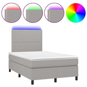 vidaXL Cama box spring con colch&oacute;n y LED tela gris claro 120x190 cm