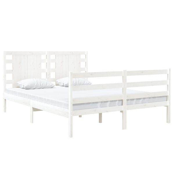 vidaXL Estructura de cama sin colch&oacute;n madera maciza blanca 120x190 cm