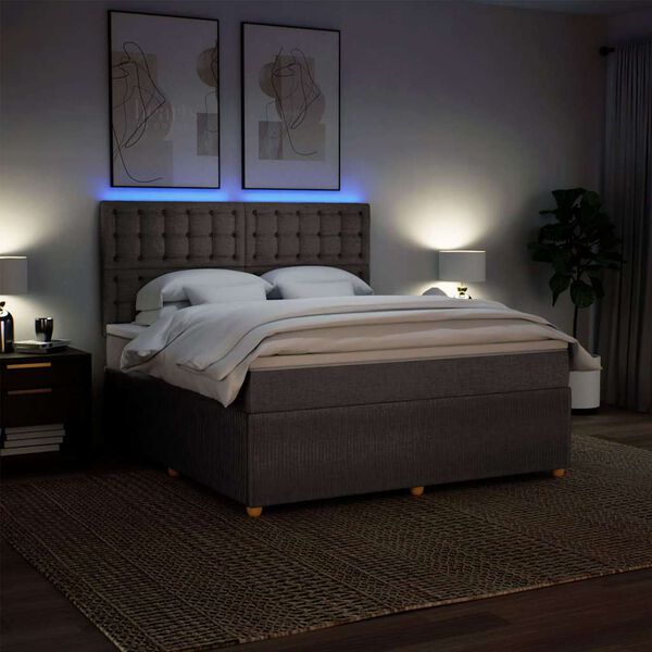 vidaXL Cama box spring con colch&oacute;n tela gris taupe 180x200 cm