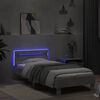 vidaXL Estructura de cama cabecero luces LED gris hormigón 90x200 cm