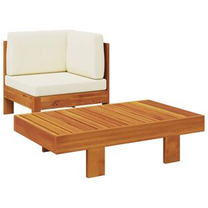 vidaXL Muebles de jard&iacute;n 2 pzas cojines blanco crema madera de acacia